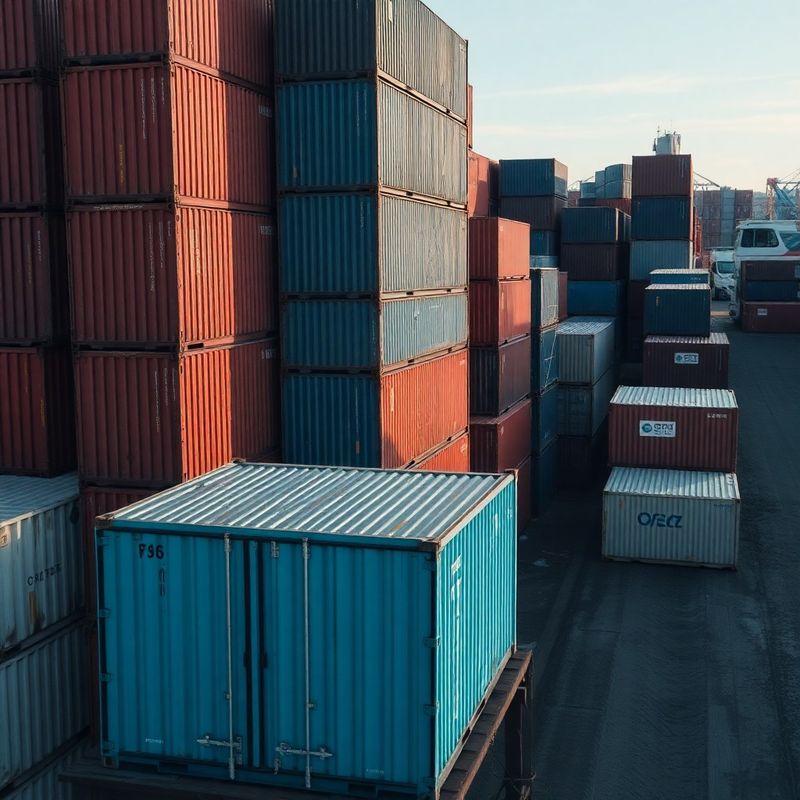 Aerial view of shipping containers at a Canadian port