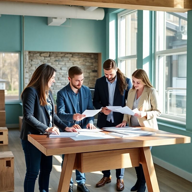 Stoneaswift team reviewing shipping documents in a Montréal office